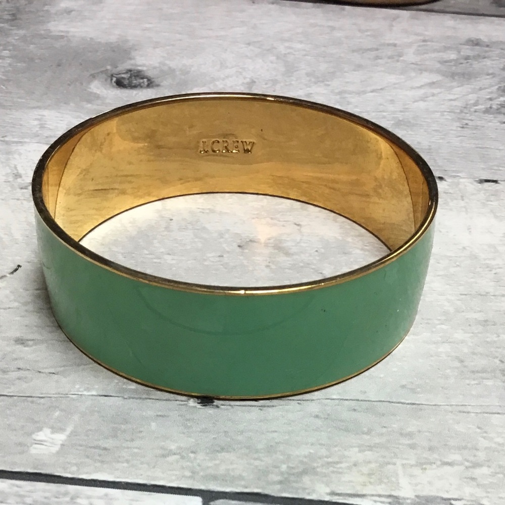J. Crew Bracelet Gold Tone Green Bangle